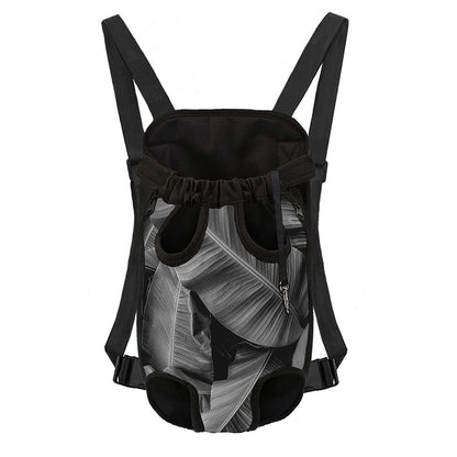 Black And White Banana Leaf Print Pet Carrier Backpack