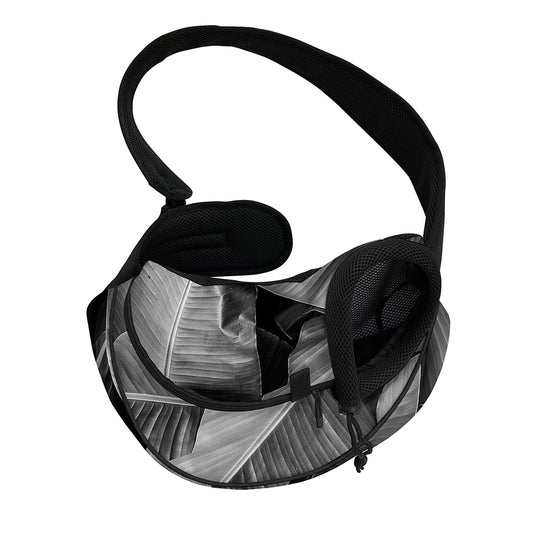 Black And White Banana Leaf Print Pet Sling Carrier