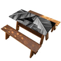 Black And White Banana Leaf Print Picnic Table Cover