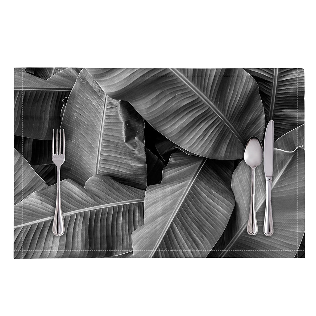 Black And White Banana Leaf Print Placemat