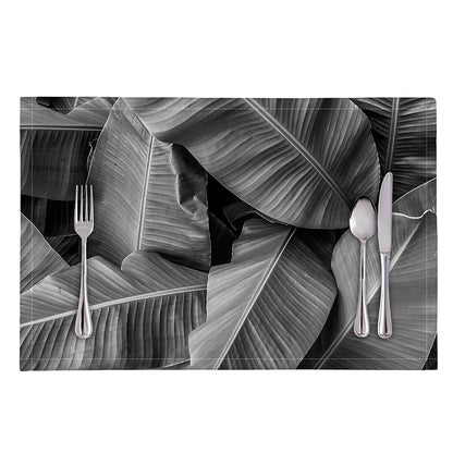 Black And White Banana Leaf Print Placemat