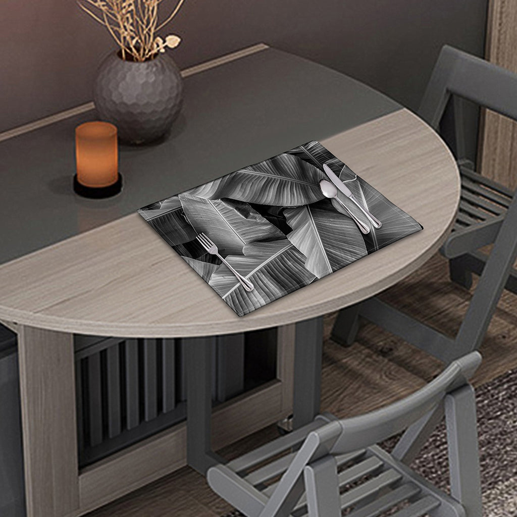 Black And White Banana Leaf Print Placemat