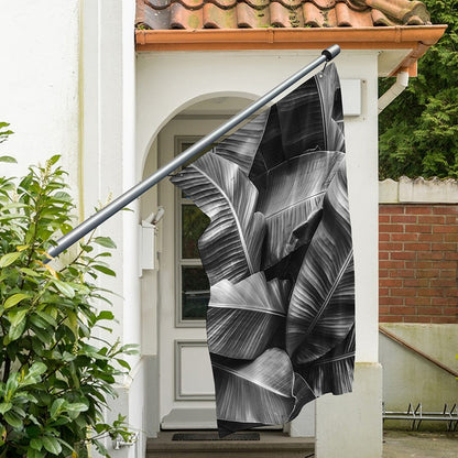Black And White Banana Leaf Print Polyester Flag