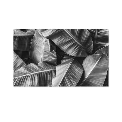 Black And White Banana Leaf Print Polyester Flag