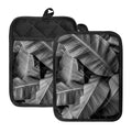 Black And White Banana Leaf Print Pot Holders With Pocket