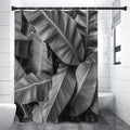 Black And White Banana Leaf Print Premium Shower Curtain