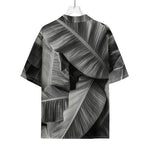 Black And White Banana Leaf Print Rayon Hawaiian Shirt