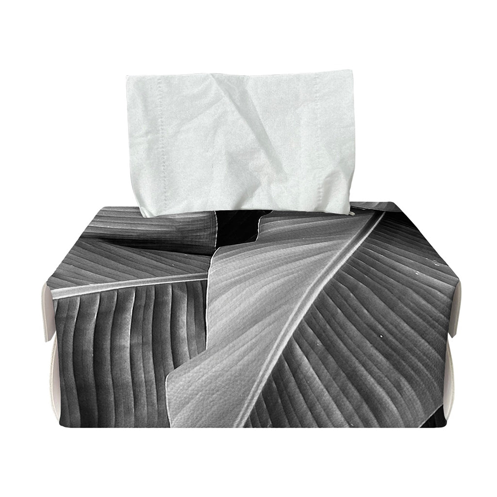 Black And White Banana Leaf Print Rectangle Tissue Box Cover