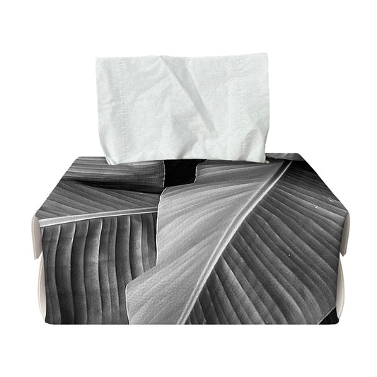 Black And White Banana Leaf Print Rectangle Tissue Box Cover