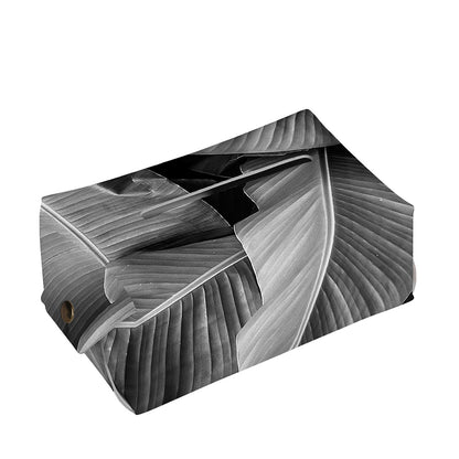 Black And White Banana Leaf Print Rectangle Tissue Box Cover