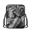 Black And White Banana Leaf Print Rectangular Crossbody Bag