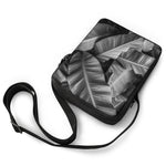 Black And White Banana Leaf Print Rectangular Crossbody Bag