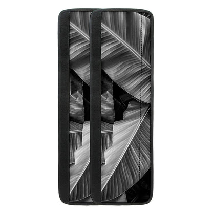 Black And White Banana Leaf Print Refrigerator Handle Covers