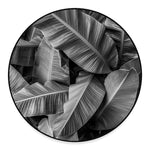 Black And White Banana Leaf Print Round Floor Mat