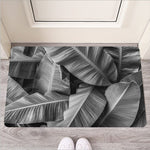 Black And White Banana Leaf Print Rubber Doormat
