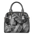 Black And White Banana Leaf Print Shoulder Handbag