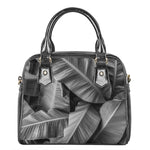 Black And White Banana Leaf Print Shoulder Handbag