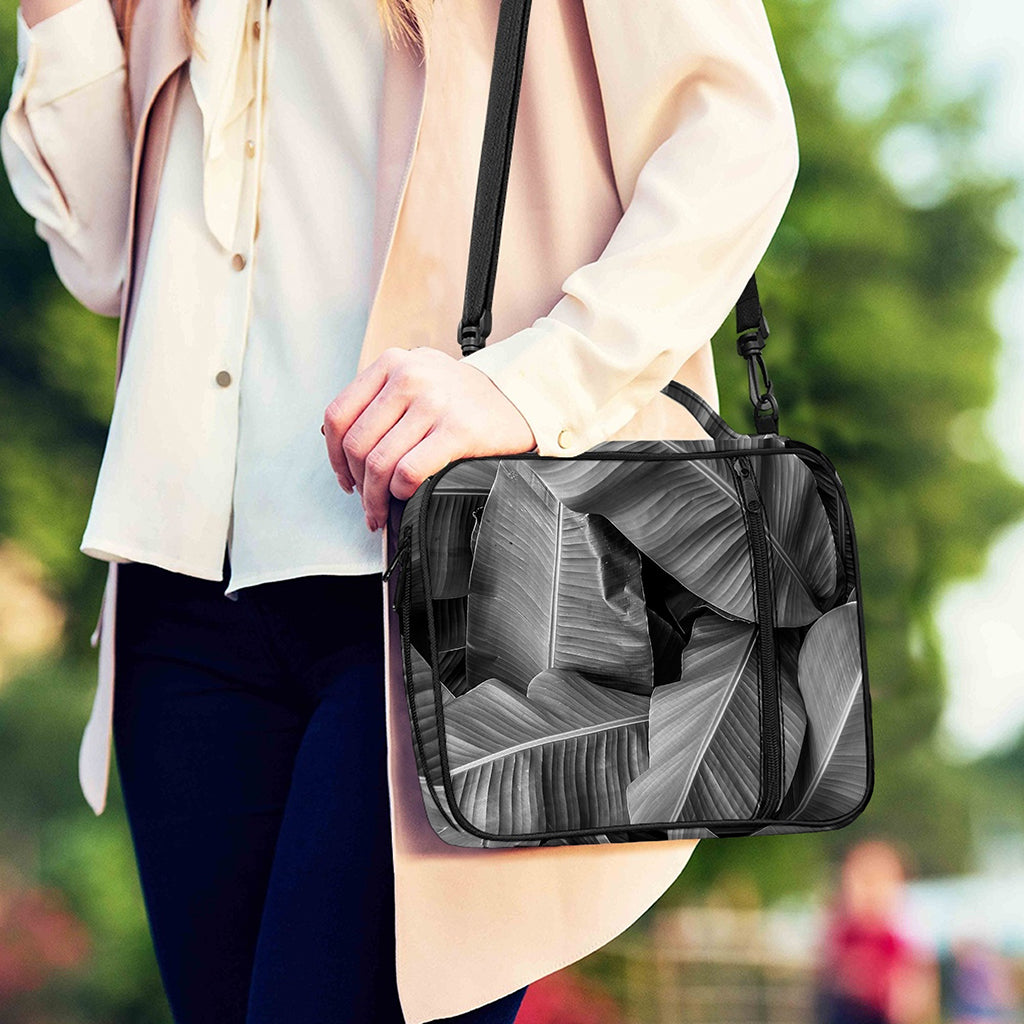 Black And White Banana Leaf Print Shoulder Strap Bible Bag