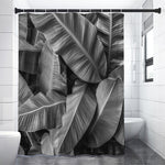 Black And White Banana Leaf Print Shower Curtain