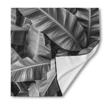 Black And White Banana Leaf Print Silk Bandana