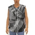 Black And White Banana Leaf Print Sleeveless Baseball Jersey