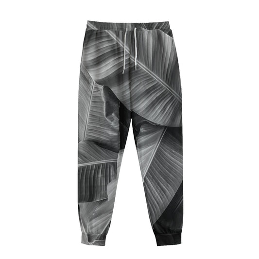 Black And White Banana Leaf Print Sweatpants