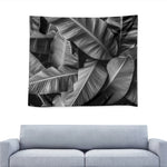 Black And White Banana Leaf Print Tapestry