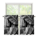 Black And White Banana Leaf Print Tier Curtains