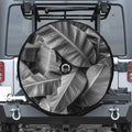 Black And White Banana Leaf Print Tire Cover With Camera Hole