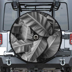 Black And White Banana Leaf Print Tire Cover With Camera Hole