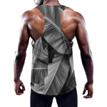 Black And White Banana Leaf Print Training Tank Top