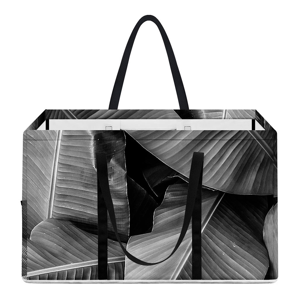 Black And White Banana Leaf Print Utility Tote Bag