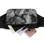 Black And White Banana Leaf Print Waist Bag