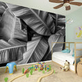 Black And White Banana Leaf Print Wall Sticker