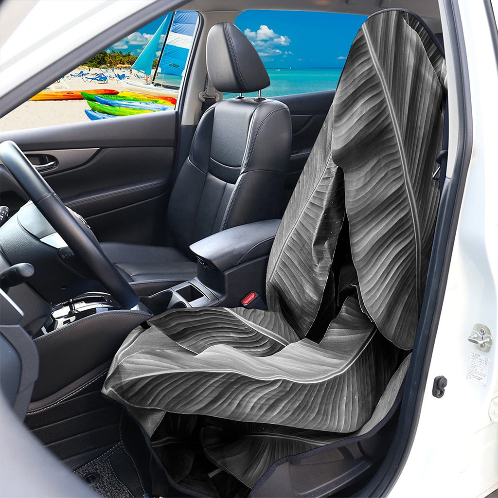 Black And White Banana Leaf Print Waterproof Car Seat Cover
