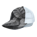 Black And White Banana Leaf Print White Mesh Trucker Cap