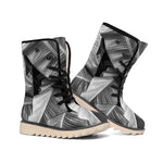 Black And White Banana Leaf Print Winter Boots