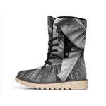 Black And White Banana Leaf Print Winter Boots