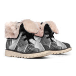 Black And White Banana Leaf Print Winter Boots