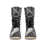 Black And White Banana Leaf Print Winter Boots