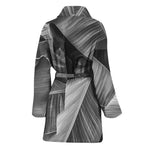 Black And White Banana Leaf Print Women's Bathrobe