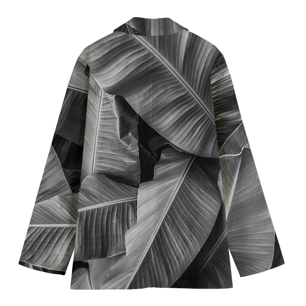 Black And White Banana Leaf Print Women's Blazer