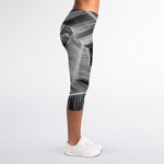 Black And White Banana Leaf Print Women's Capri Leggings