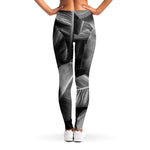 Black And White Banana Leaf Print Women's Leggings