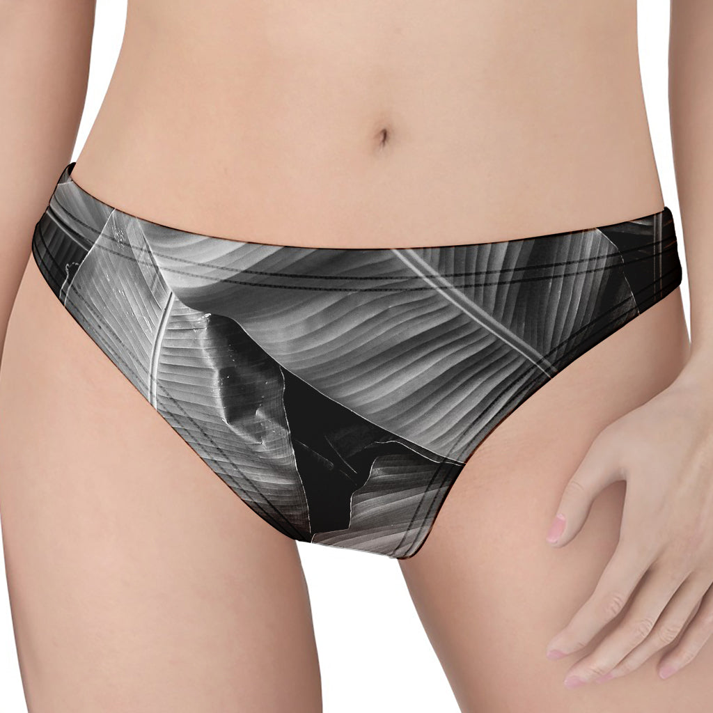 Black And White Banana Leaf Print Women's Thong