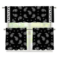 Black And White Bandana Print 3 Piece Kitchen Curtains