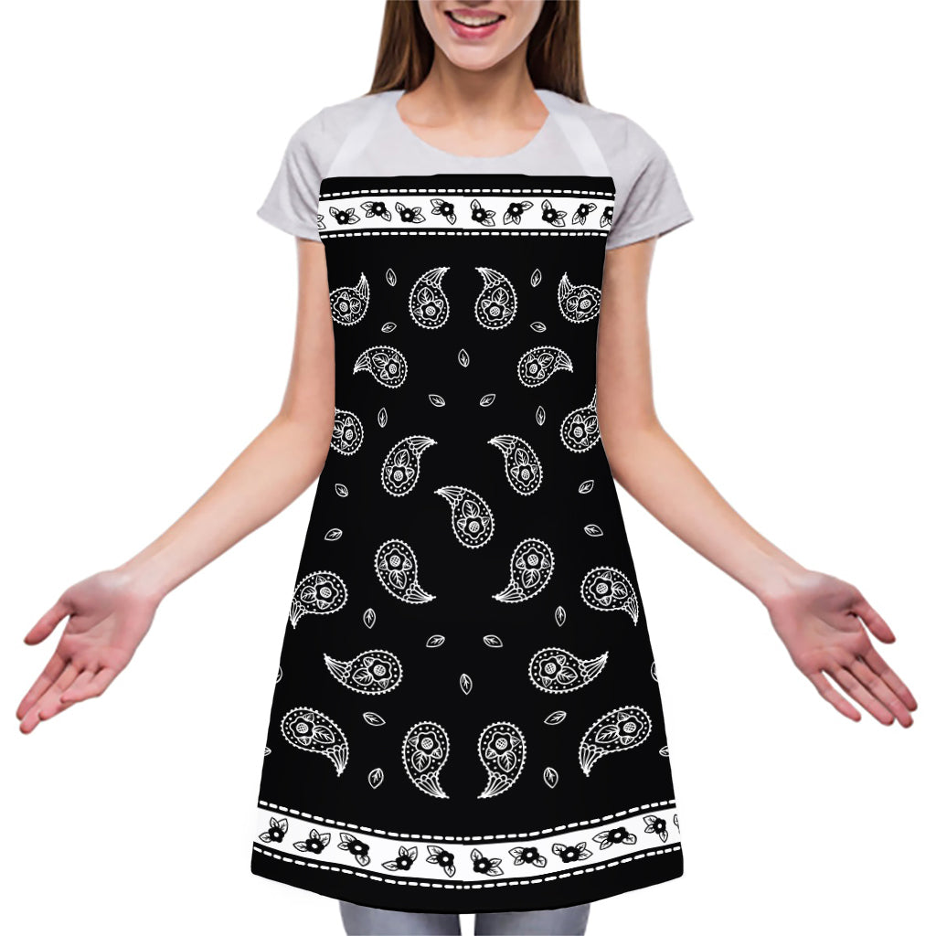 Black And White Bandana Print Adjustable Apron