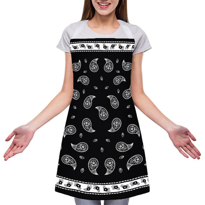 Black And White Bandana Print Adjustable Apron