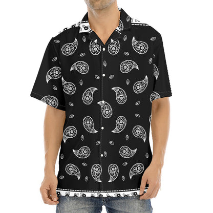 Black And White Bandana Print Aloha Shirt