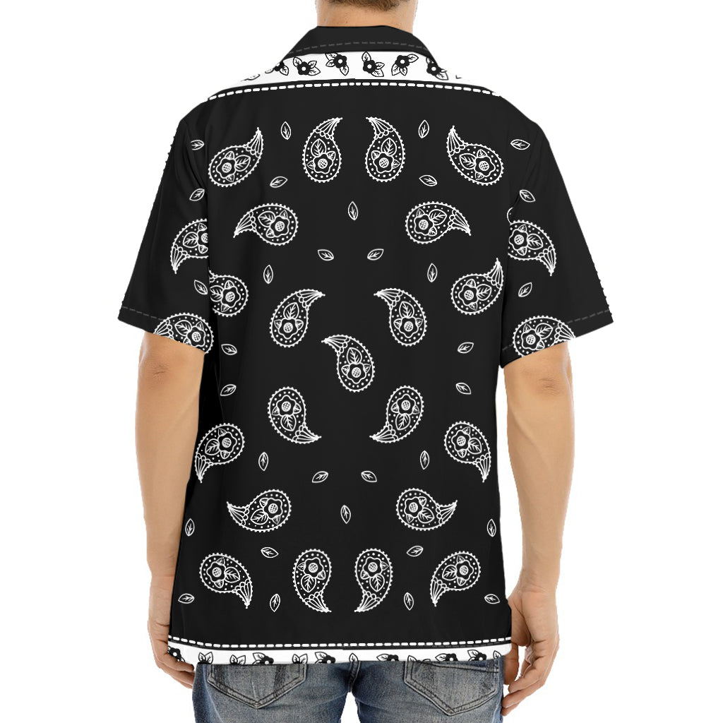 Black And White Bandana Print Aloha Shirt
